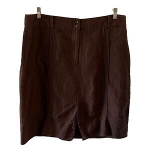 Sherry Taylor  Brown Skirt Woman Size 2X Linen Look  Above Knee Casual Work